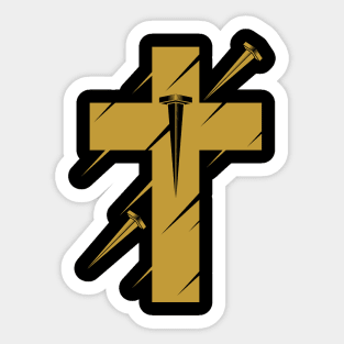 The cross of Jesus Christ pierced with nails Sticker